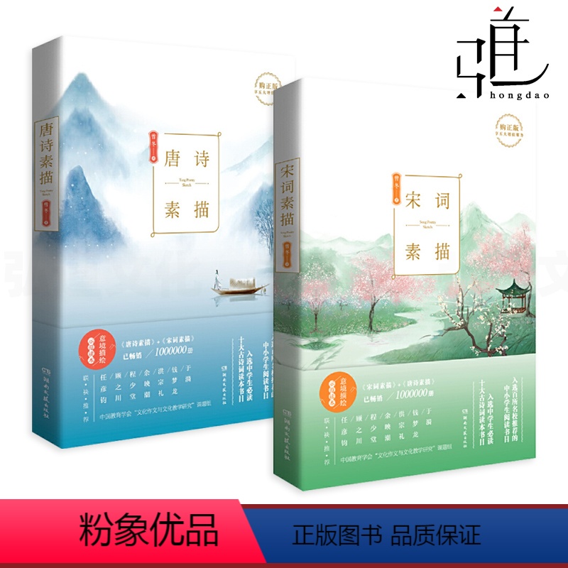 [正版]2册 唐诗素描+宋词素描 修订版 曾冬 意境读本 中国古诗词鉴赏析 古代诗词文学 中学生小学生初中生课外读物辞高清大图