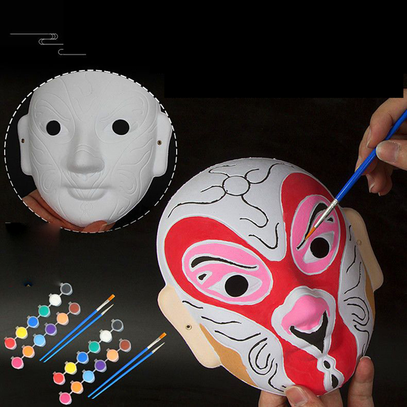 名凌幼儿园手工绘儿童diy纸浆京剧压痕脸谱花旦面具送颜料加笔 z
