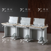 臻远 ZY4012421 隐藏式翻转电脑桌培训桌办公桌C款三人位