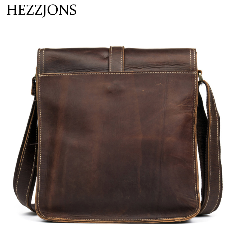 赫泽琼斯hezzjons新款男士真皮单肩包进口意大利疯马皮个性斜挎包时尚