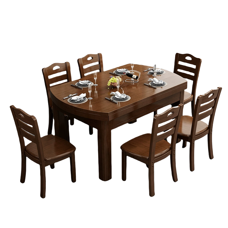 荺炬餐桌椅1桌6椅套高清大图