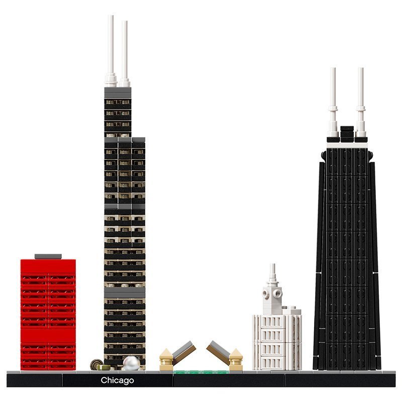 乐高(LEGO)建筑街景系列(21033芝加哥天际景观 )444颗儿童积木塑料玩具 12岁以上 200块以上