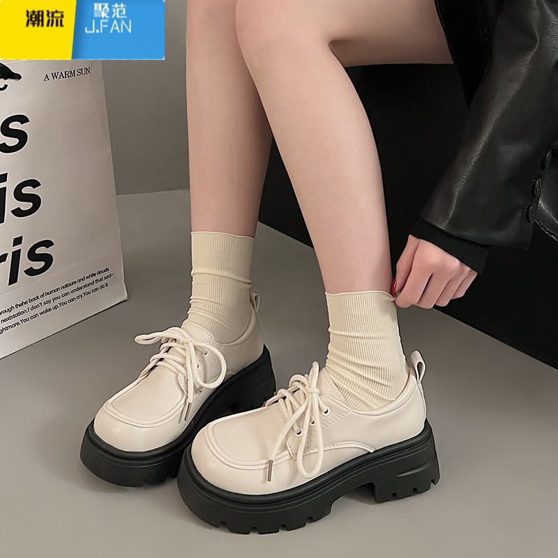 聚范小皮鞋女英伦风2024春季新款日系jk鞋圆头复古厚底系带配裙子单鞋高清大图