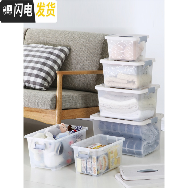 三维工匠透明收纳箱塑料装衣服的玩具整理储物箱子有盖小收纳盒储蓄箱大号高清大图