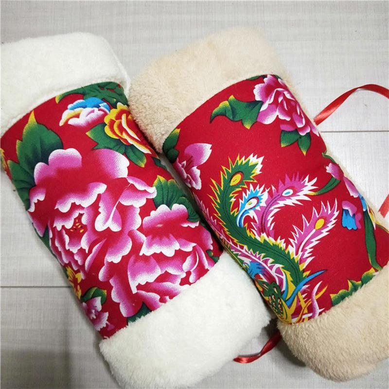 乌镇蓝印花布 东北大花手捂子怀旧老款暖手筒 保暖手套午睡枕插手
