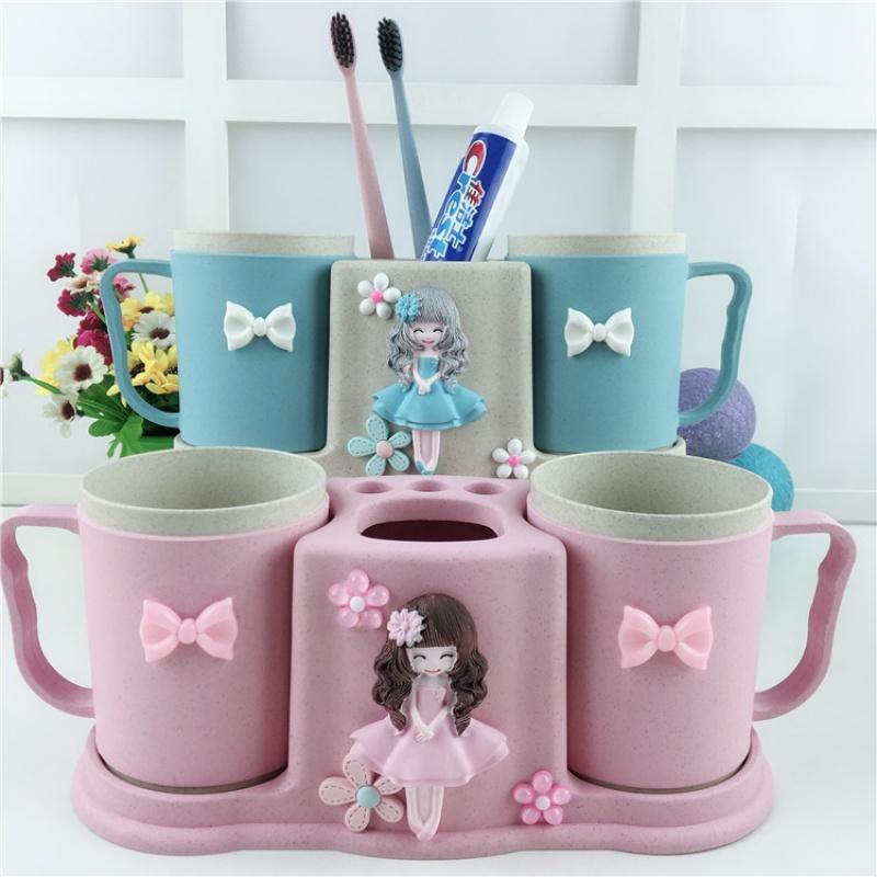 HelloKitty家用双人卡通洗漱杯漱口杯牙刷架套装情侣刷牙杯牙具
