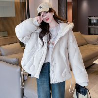 唐狮白色羽绒服女短款2023冬季新款小众设计感超好看冬装厚外套K1_756255 M 浅米杏