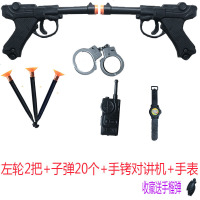 景荣变形警车珀利POLI变形机器人按压小黄鸭回力摩托车软弹枪吸盘枪 左轮套装一