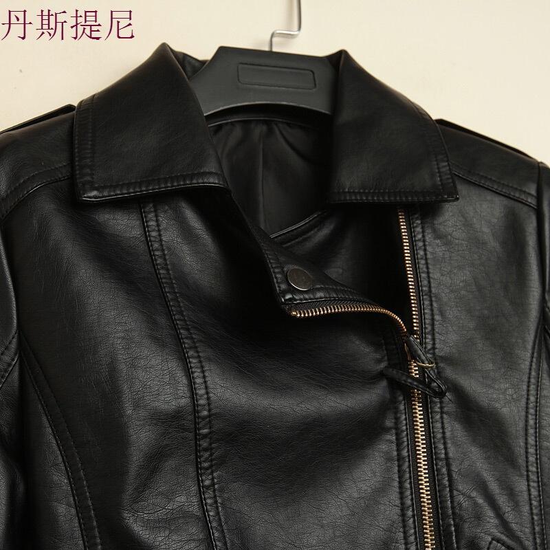 2018春斜襟拉链机车潮牌皮衣女ZMP-66