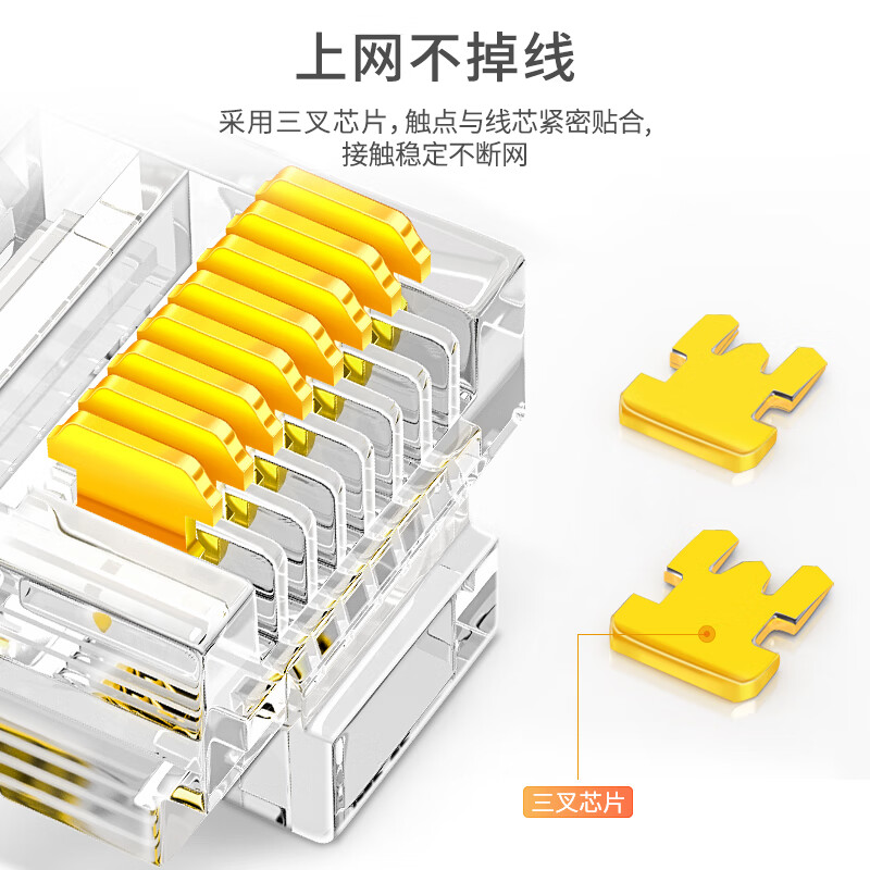 山泽 超五类网线水晶头 超5类千兆网线连头 cat5e工程RJ45电脑网络连接头 100个 AP-S50高清大图