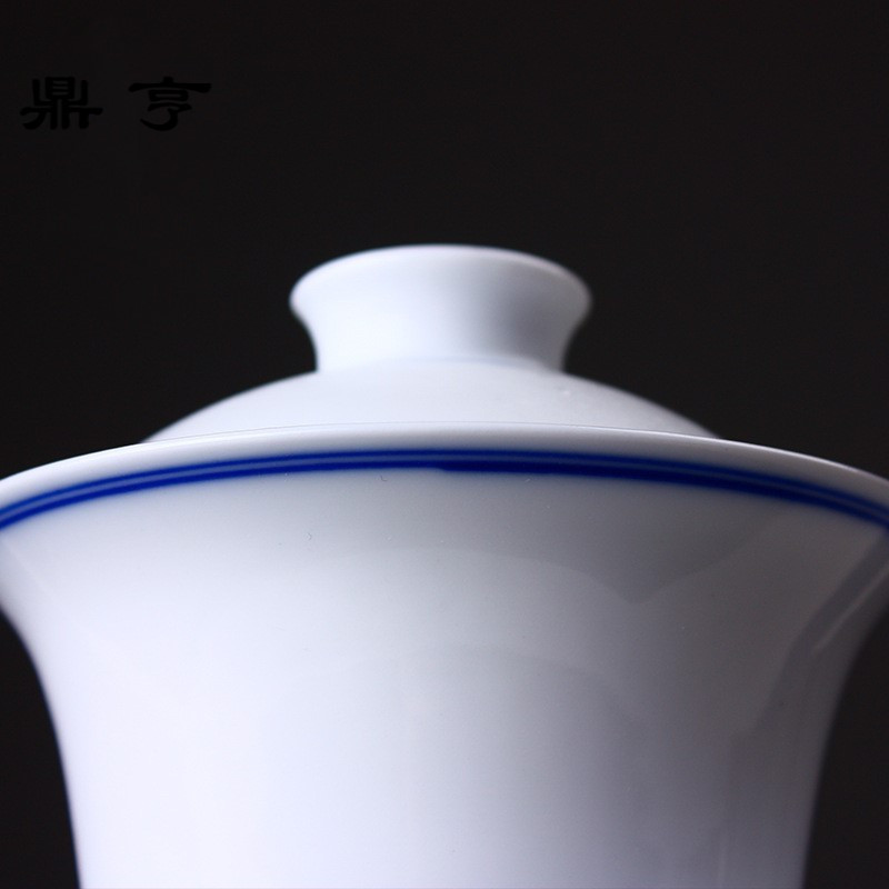 鼎亨青花茶具功夫盖碗三才杯碗产地货源中式茶道陶瓷