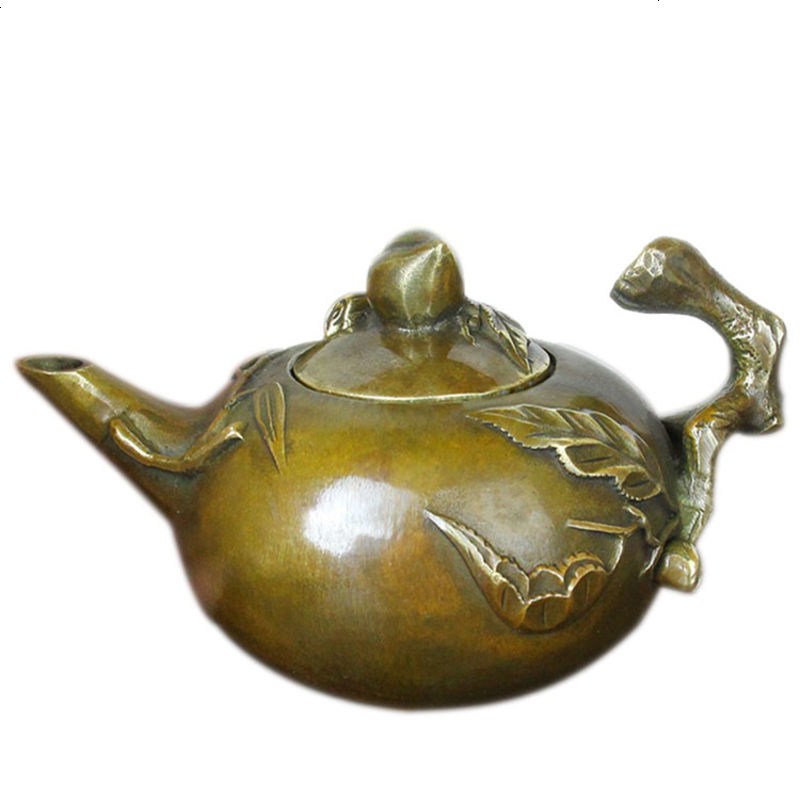 铜壶纯铜桃壶摆件水壶茶壶家居装饰品古玩收藏礼品工艺品摆设