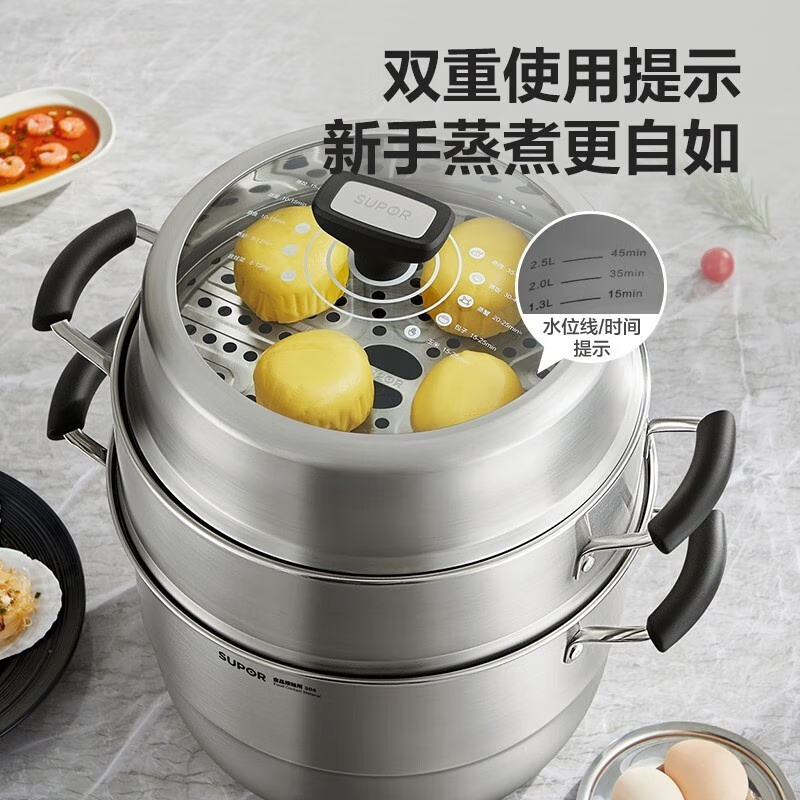 苏泊尔(SUPOR)蓝眼不锈钢压力锅 24cm高压锅电磁炉煤气通用大号 YW24L1高清大图
