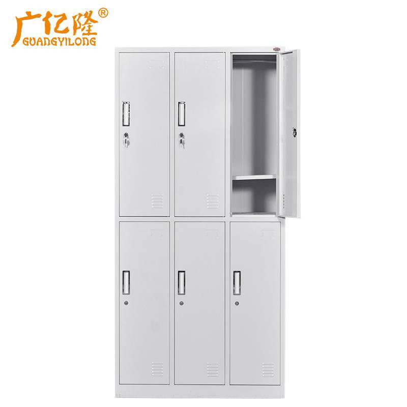广亿隆更衣柜钢制储物碗柜带锁铁皮柜存放柜六门高清大图