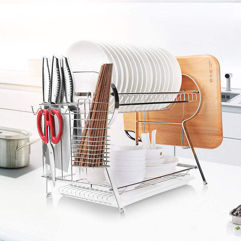 炊大皇(COOKER KING) 厨具架 LSJ40A 多功能沥水架 优质加厚不锈钢 多功能收纳架高清大图