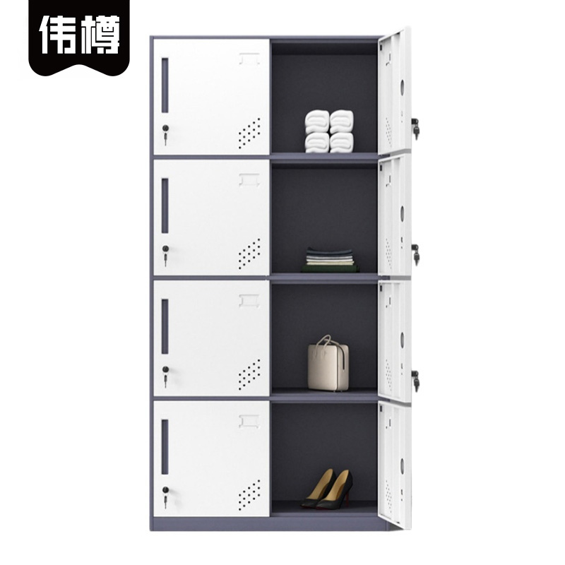 伟樽钢制衣柜灰白套色8门900*500*1850mm台高清大图