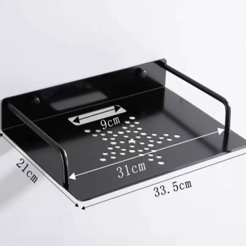 孟氏丽天33cm 黑色挂墙置物壁挂式架子 收纳架收纳盒架免打孔托盘架(单位:个)