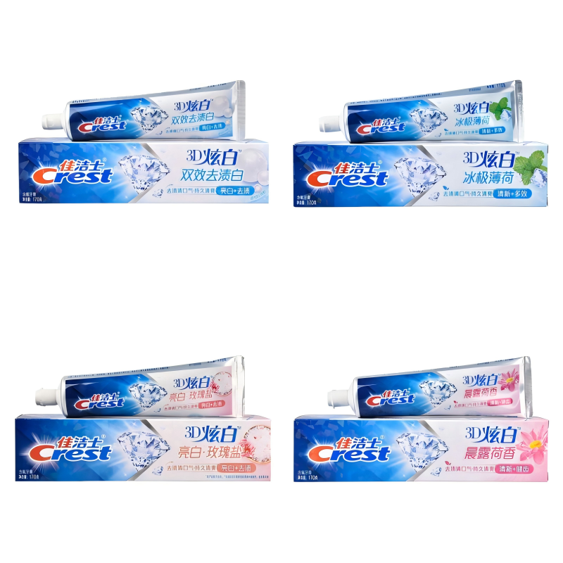 佳洁士牙膏清新口气 清洁牙齿去渍170g*4 冰极薄荷+玫瑰盐+晨露荷香+双效去渍