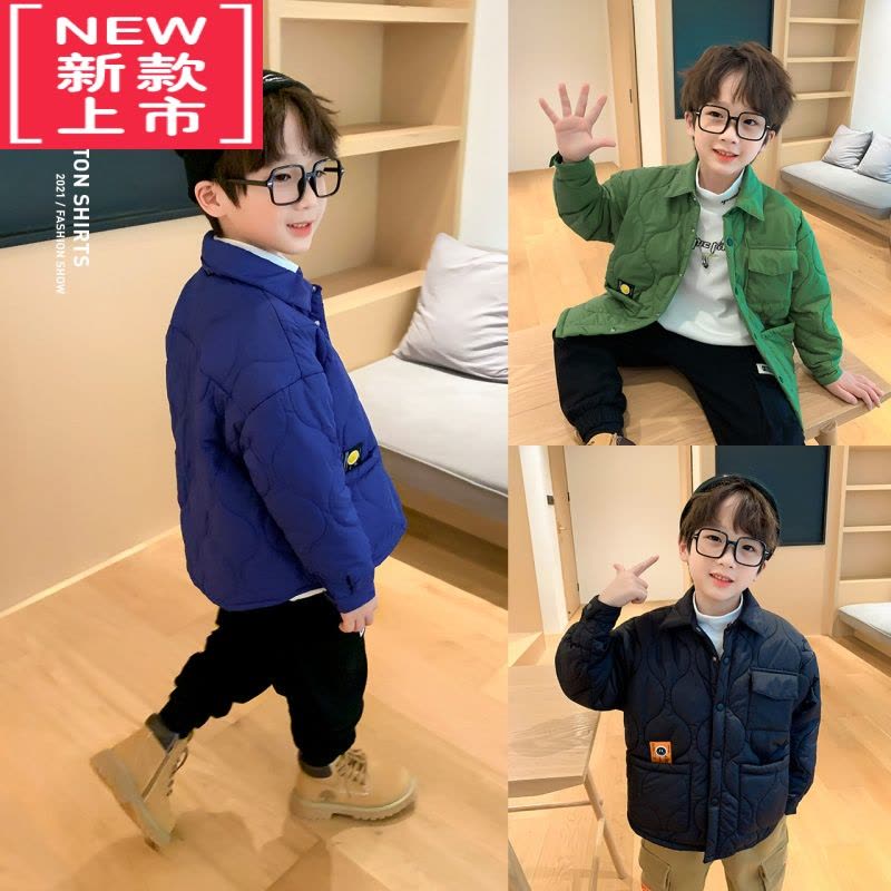 可莉允童装男童棉服外套冬装2022新款中大童夹棉衬衣儿童棉衣冬季潮图片