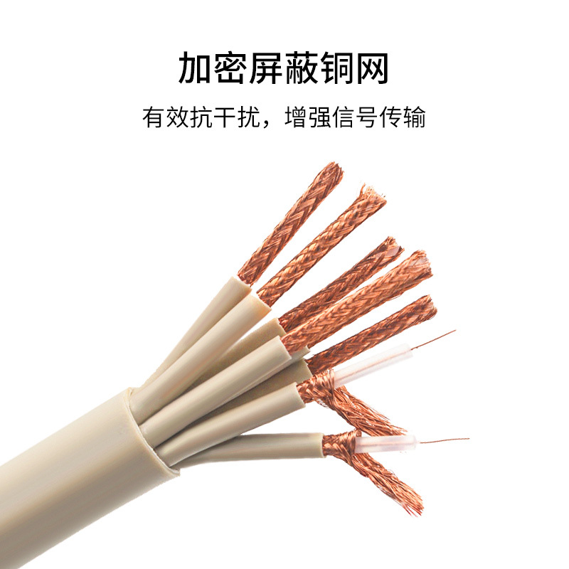 博扬 2M两兆E1同轴电缆SYV75-2-2*8八芯64+32编双层屏蔽0.34mm100米BY-2M-2*8-100m