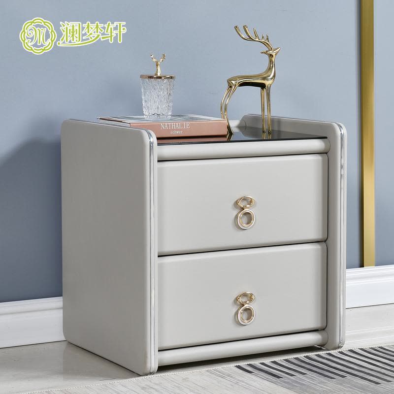 软包床头柜皮艺储物床边柜电话柜简约现代小户型轻奢床头柜定制图片