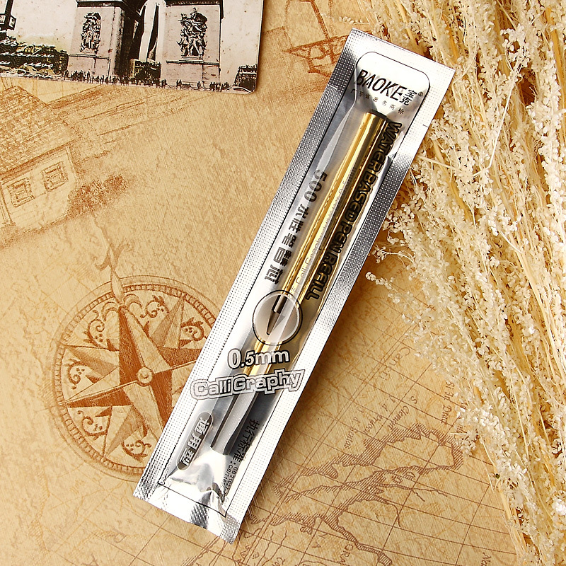 宝克(baoke)正品笔芯NO500办公宝珠笔水性笔专用替芯0.5mm0.7金色笔杆替芯111