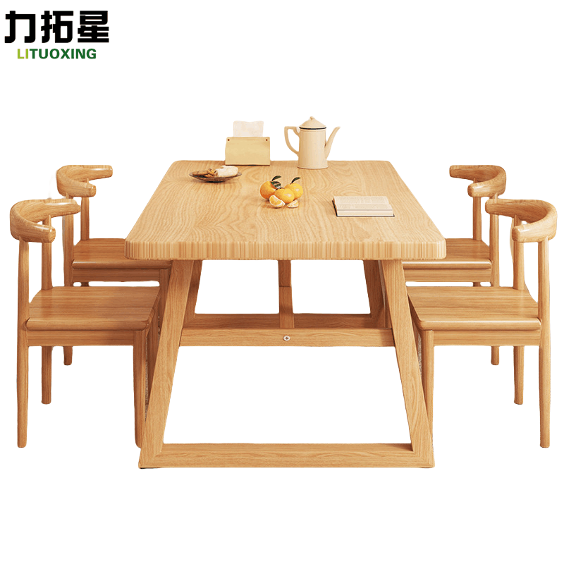 力拓星 长方形餐桌椅组合 加厚一桌四椅 套图片