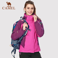 CAMEL骆驼户外冲锋衣 女款潮牌三合一两件套防风防水冲锋衣外套
