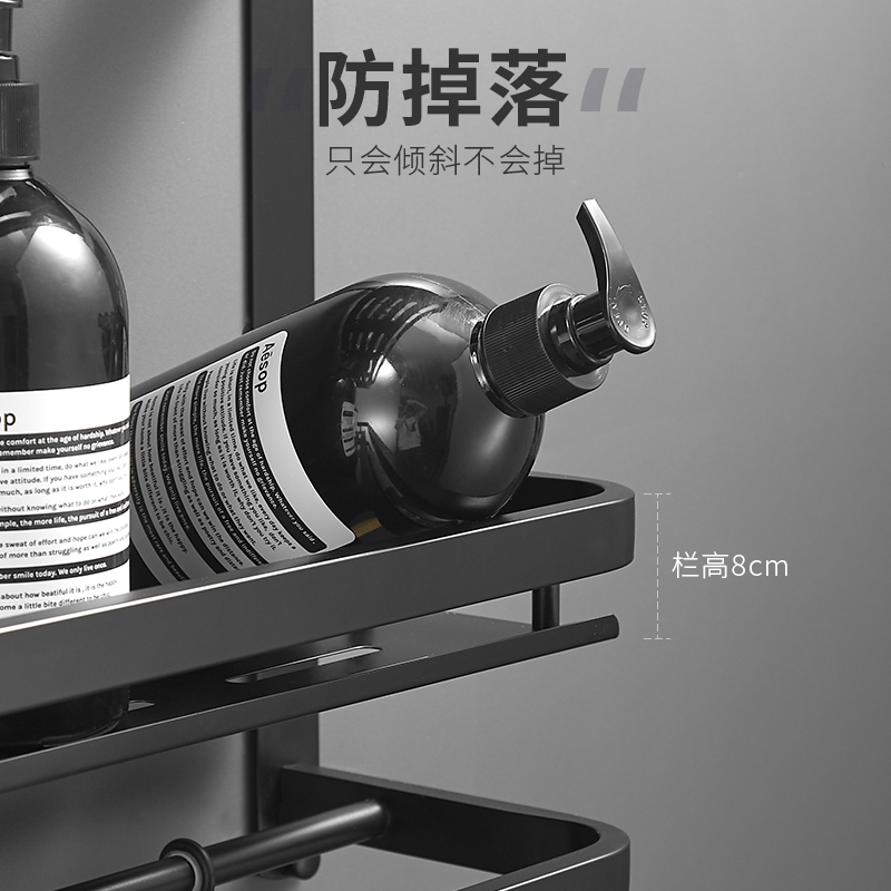 可高(KGao)304不锈钢置物架加厚免打孔浴室双层毛巾架家用上墙壁挂卫生间收纳架用品大全
