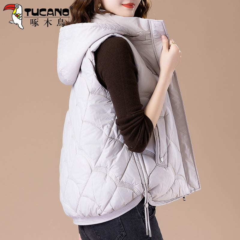 啄木鸟女士羽绒棉马甲女冬季2024新款妈妈洋气减龄轻薄款保暖马减高清大图
