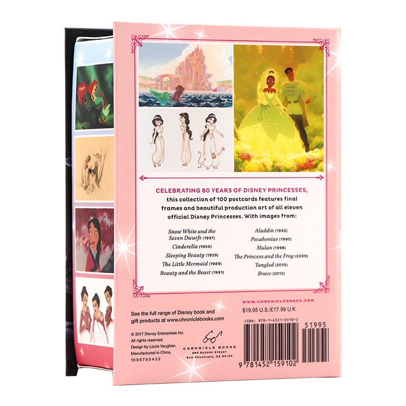 [正版]迪士尼公主100张公主人物明信片礼盒装 英文原版 The Disney Princess Postcard B高清大图