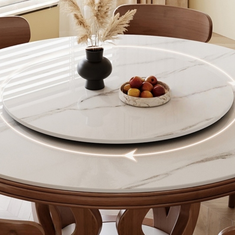 伟樽岩板餐桌180*180*75cm+椅子*10套高清大图