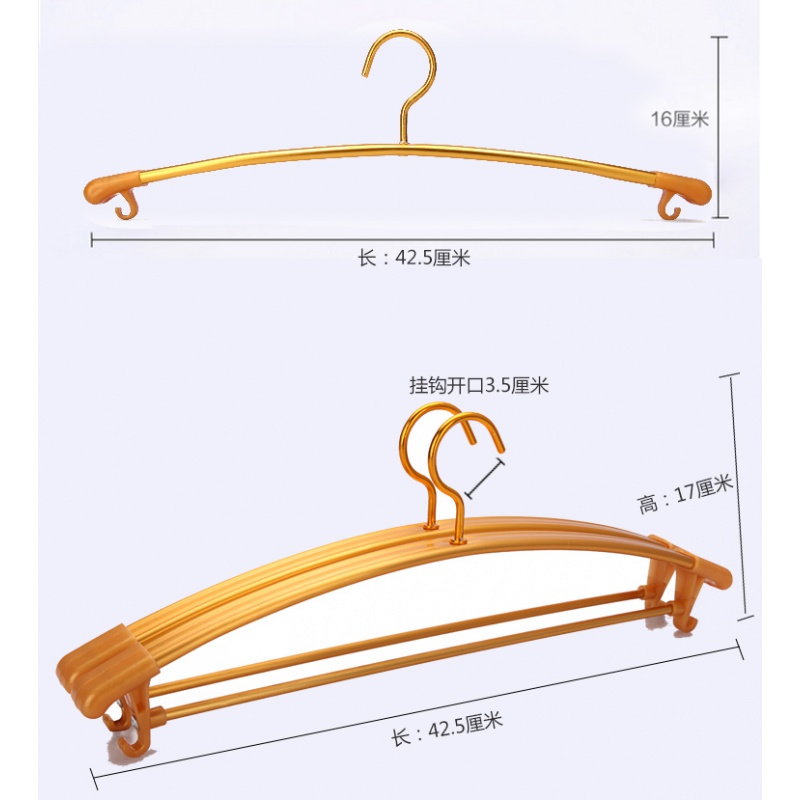 太空铝合金衣架无痕凉晾晒衣撑衣服撑家用衣柜成衣挂干湿通用衣架 三维工匠高清大图
