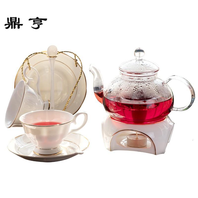 鼎亨花茶壶套装玻璃煮水果茶壶陶瓷下午茶花果茶茶具家用蜡烛加热