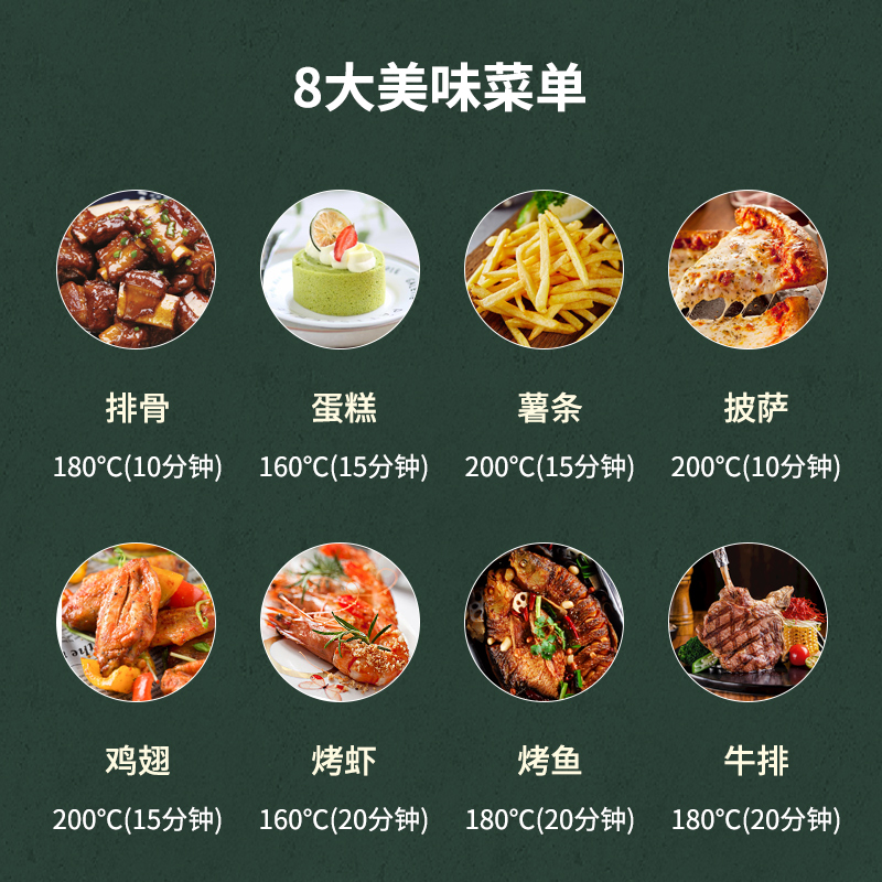 苏宁宜品空气炸锅 触控版8L大容量上下可视低脂无油烟大功率薯条机-ZG023E白色电子高清大图