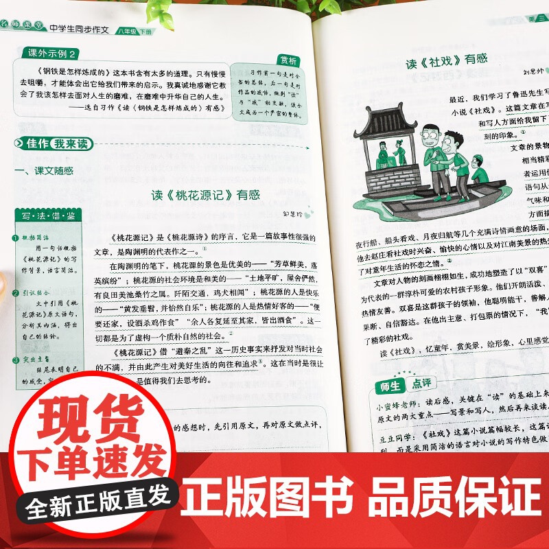 八年级下册同步练字+同步作文全2册 每日一练笔画笔顺练语文生字同步描红字帖 满分素材积累范文大全写作技巧指导书高清大图