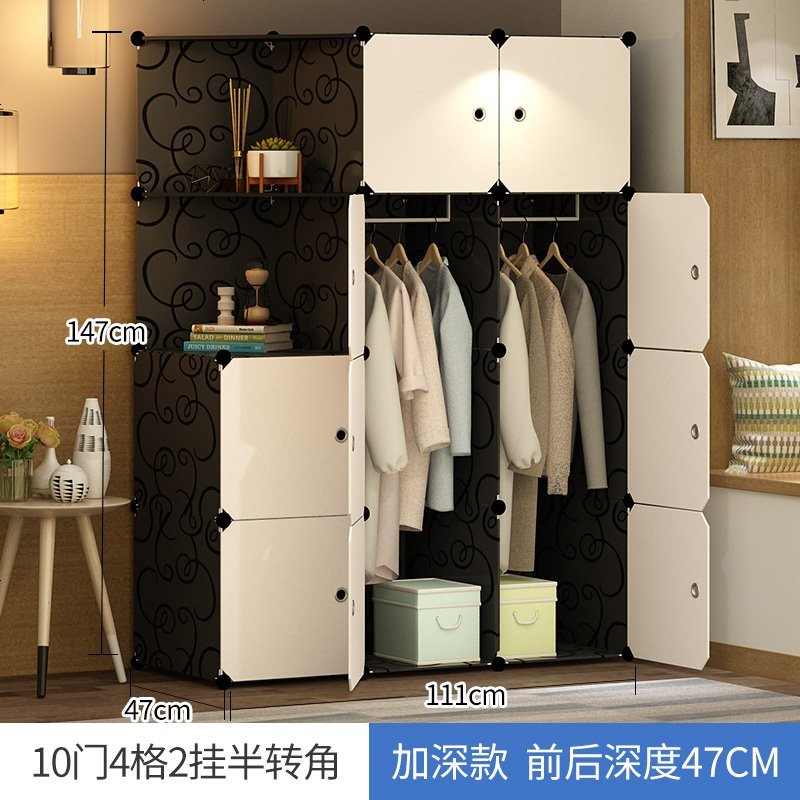 蘑菇说 衣柜易布衣柜约出房用组装收纳挂柜子仿实木衣橱储物柜