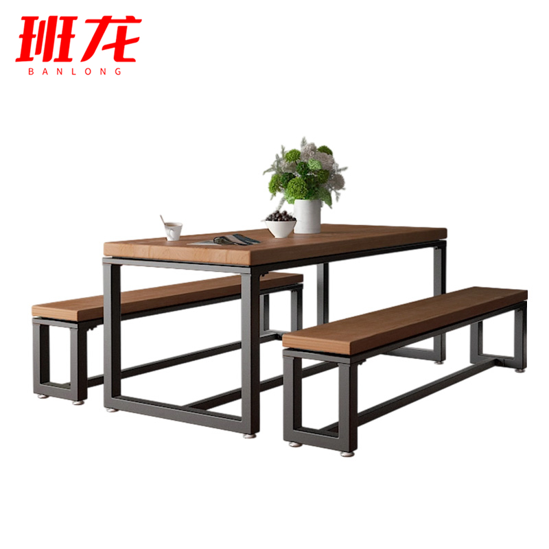班龙长餐桌一桌两凳套高清大图