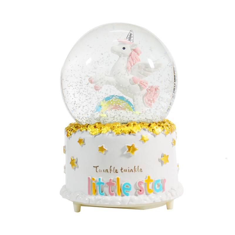 飘雪花水晶球音乐盒摆件送男女朋友小孩子儿童生日新年小礼品 三维工匠 新天使-蓝+音乐+彩灯中号高清大图