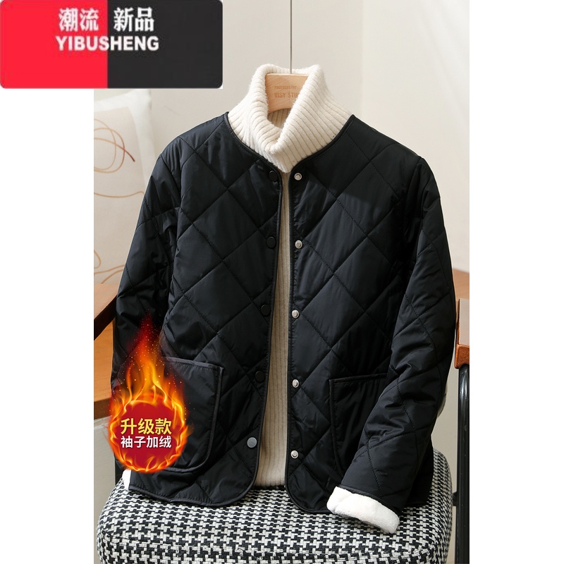 YIBUSHENG内穿小棉袄女加绒加厚内胆棉衣学生校服打底短款保暖羽绒棉服外套 黑色-JSL袖子加绒 M80-90斤