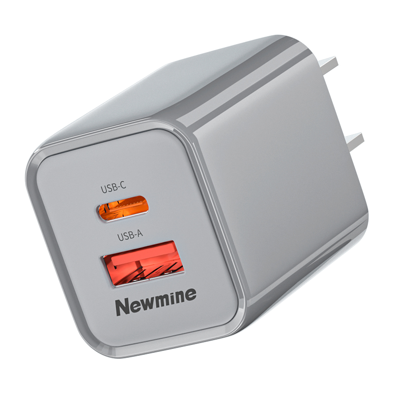 纽曼(Newmine)30W氮化镓快充充电器USB+Type-C双口充电头兼容27/20W/18W支持灰色