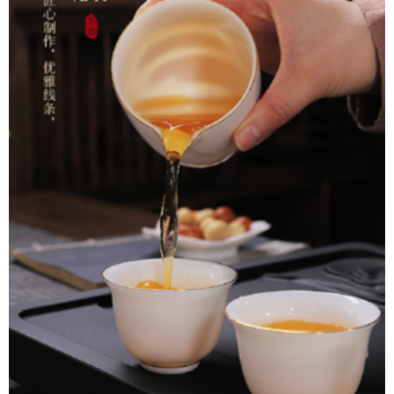 山水(SANSUI) 中国白瓷茶杯羊脂玉茶具高档轻奢办公室会客高清大图