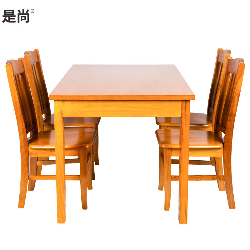 是尚 实木餐桌 一桌四椅 实木餐桌椅 食堂餐桌高清大图