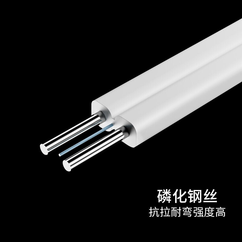 千天(QANTOP)蝶形皮线光纤光缆 室内3.0入户光纤线 2芯2钢丝白色100米 低烟无卤光纤线 QT-GX0007