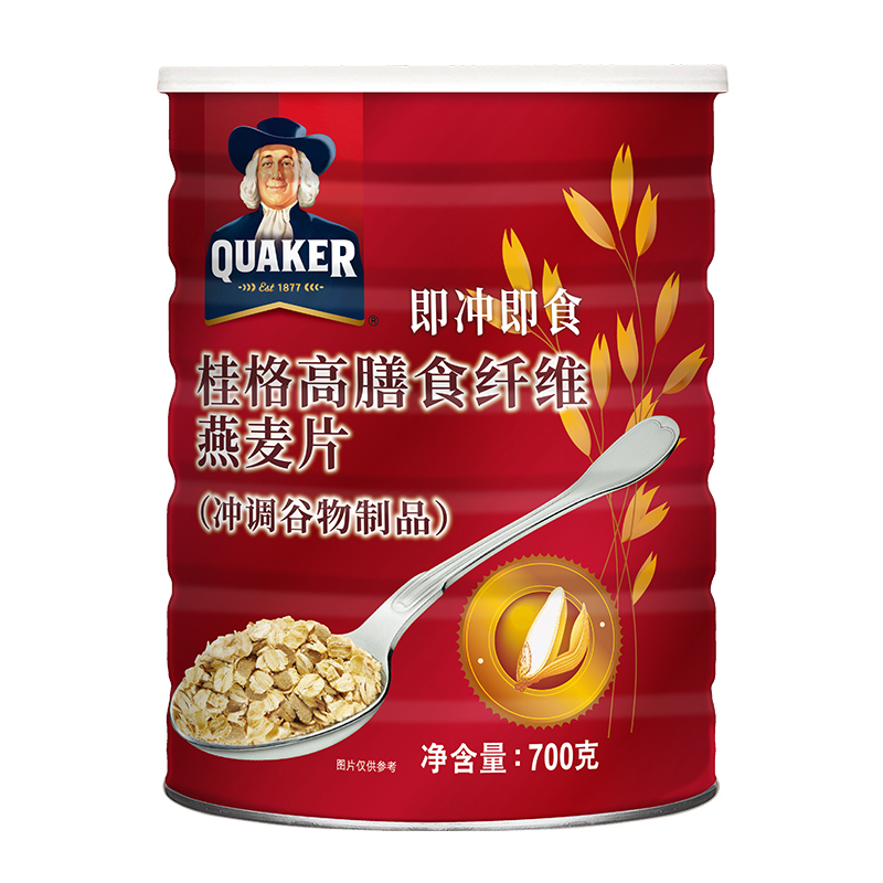 中国台湾 QUAKER 高膳食纤维含钙混合型燕麦片 700g*2罐