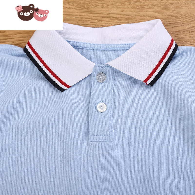绿彩虹光儿童校服小学生班服男童女童短袖T恤POLO衫夏装蓝色学院园服
