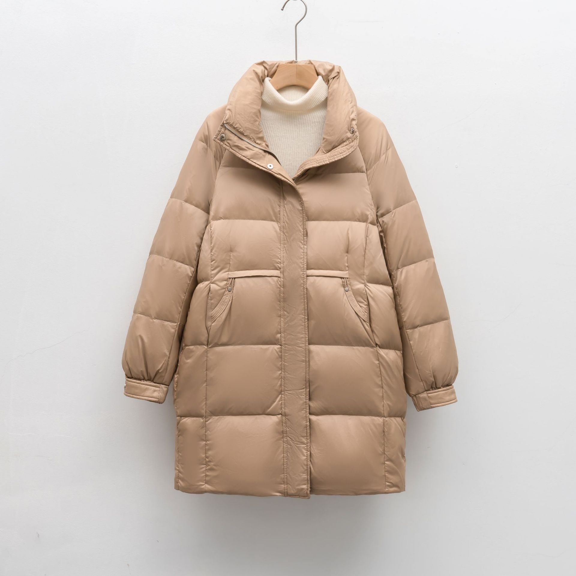 90绒冬季新品中长款保暖宽松加厚鸭绒保暖羽绒服外套高清大图