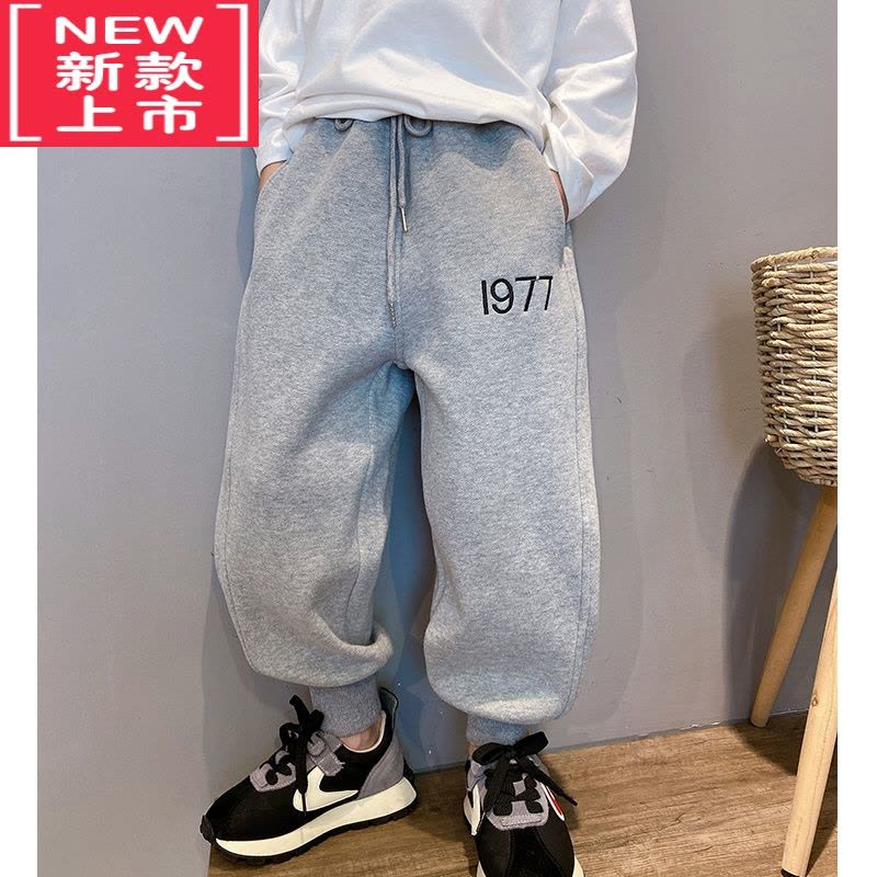 可莉允男童加绒运动裤冬季加厚保暖新款2022韩版休闲自制款儿童冬装裤子保暖裤图片