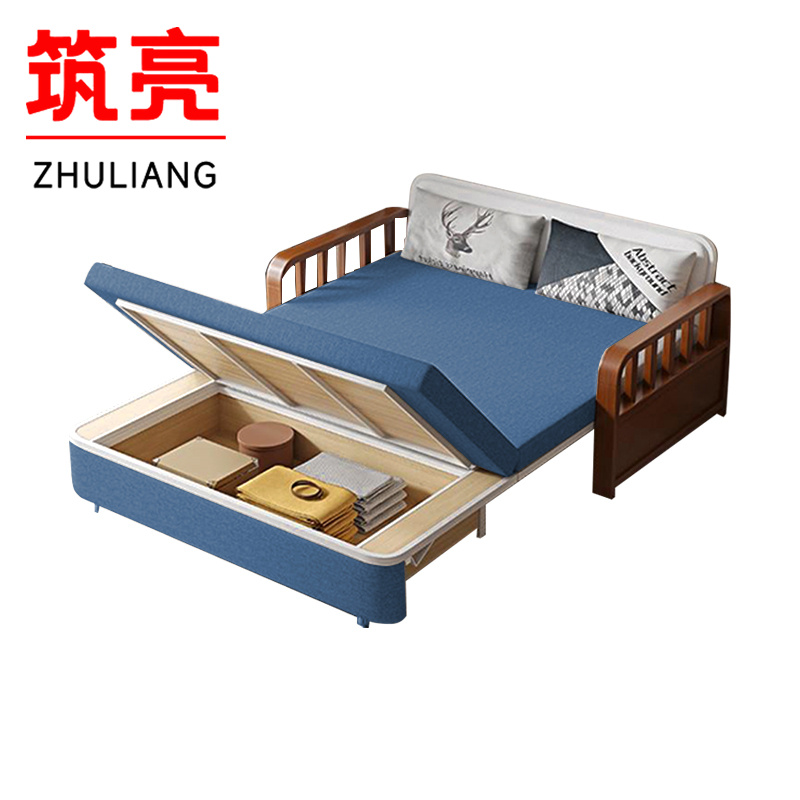 筑亮 沙发床 110cm深蓝色可储物款 张高清大图