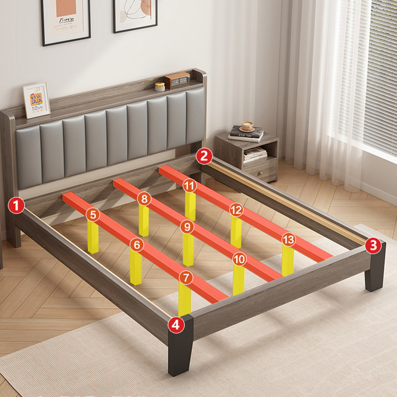 实木床1米8双人床出租房用1米5的家用储物大床小户型1米2单人床架高清大图